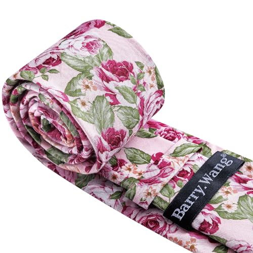 Image of Barry.Wang 100% Cotton Floral Ties for Men 63 inch Extra Long Necktie Clip