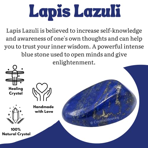 Image of Certified Lapis Lazuli Crystal Healing Tumbled Stone, Natural Polished Crystals for DIY Crafts, Manifestation, Meditation, Pooja Feng Shui and Reiki Healing (30 Grams)
