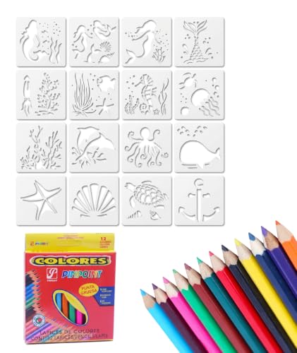 Image of 24Pcs Stencils for Craft and Art, Wooden Stencils for Kids, Stencils for Kids, Wooden Painting Templates for Kids, Drawing Board for Home and Travel, Ideal for DIY Projects and Creative Art (White)