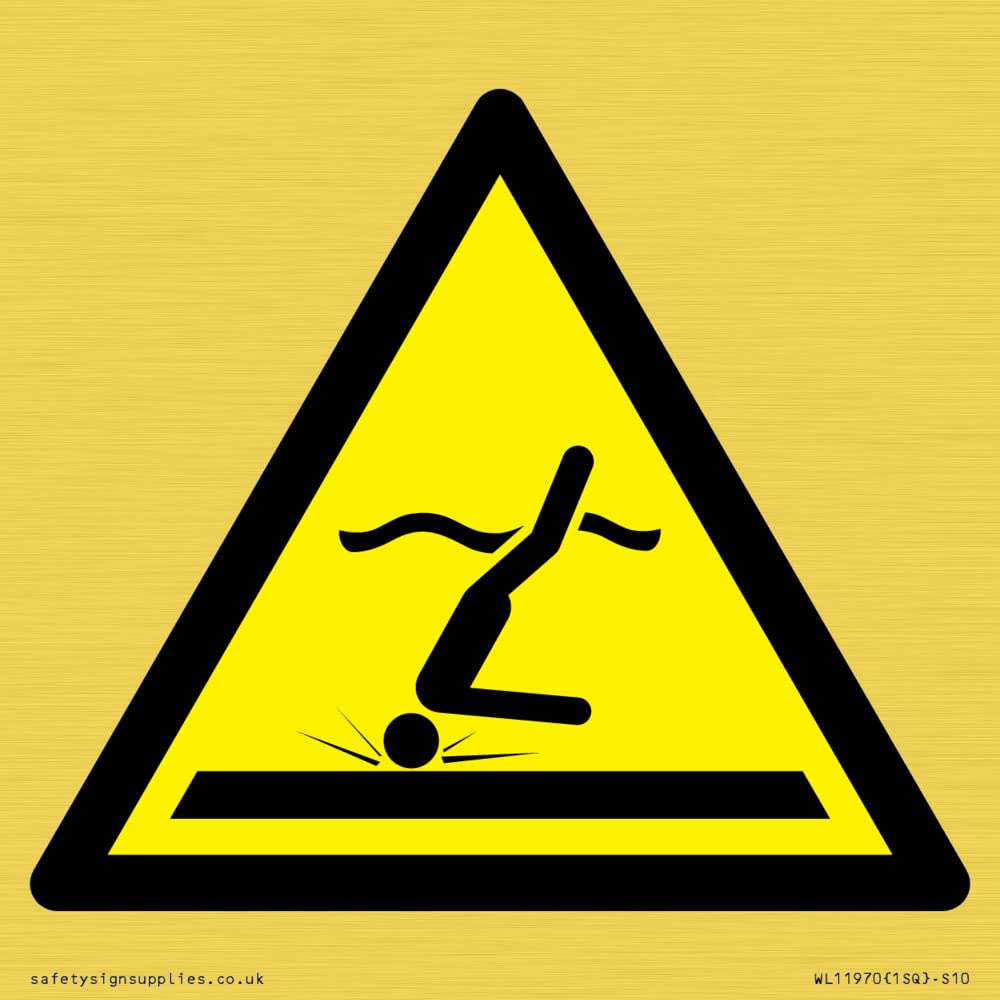 W048 Warning: Shallow water (diving) Sign - 100x100mm - S10