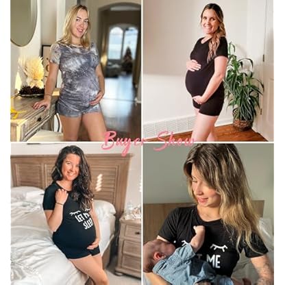 Ekouaer Maternity Nursing Pajamas Set Short Sleeve Breastfeeding Sleepwear Double Layer Postpartum Top and Shorts Set - Image 6