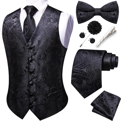 YOHOWA Mens Suit Vest Tie Bowtie Set 8PCS