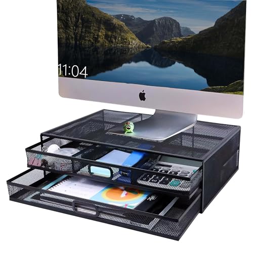 DESKORGA Cajón deslizante debajo del escritorio | A FIJAR SIN PERCAJE Organizador de escritorio | Almacenamiento de oficina para suministros y accesorios de oficina y hogar como almacenamiento y