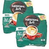 2 Packs Nescafe 3 in 1 Stronger taste than Original Nescafe 3 in 1 Rich Instant Coffee Lebih Kaw Premix Coffee Serve in Cold or Hot 25 Sticks/25 Serving