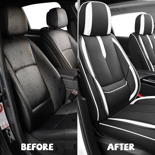 Image of ILMO Seat Covers for Chevy Silverado 1500 2007-2026 (Black&White,Front Set)
