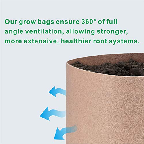 Topogrow 6-Pack 45 Gallon Grow Bags Tan Fabric Round Aeration Pots Container For Nursery Garden And Planting Grow (45 Gallon, Tan(6-Pack)) #TOP3