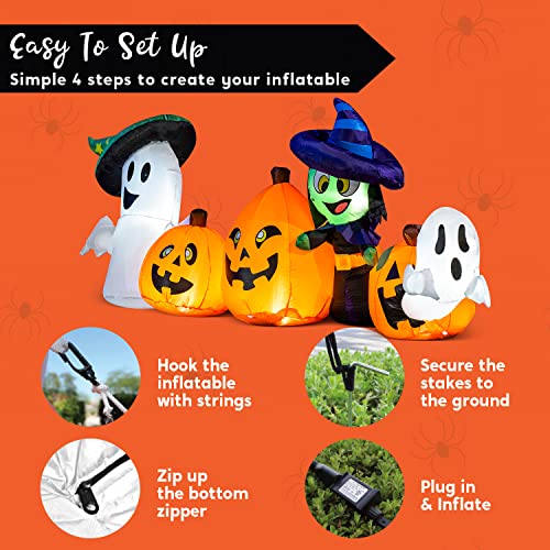 Joiedomi 8 Ft Long Halloween Inflatable Horizontal Inflatable Pumpkin And Characters Inflatable Ghost Yard Decoration With Build-In Leds Blow Up For Halloween Party, Outdoor Yard, Garden, Lawn Decor #TOP6