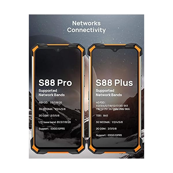 DOOGEE-S88-Plus-Official-Rugged-Smartphone-Unlocked10000mAh-Battery-48MP-Triple-Camera-Waterproof-Smartphone-8GB-128GB-Android-100-IP68IP69K-Unlocked-Cell-Phone-4G-2021-Orange DOOGEE Rugged Smartphone, S88 Plus (Official), 10000mAh Battery, 8GB +128GB Unlocked Cell Phone, 48MP Triple Camera, IP68 Waterproof Smartphone, 4G / Android 10.0 / NFC 2021 (Orange)