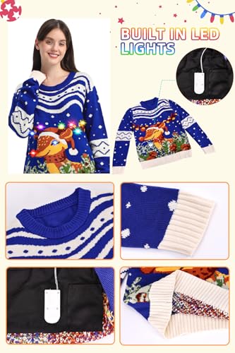 MGparty Light-Up Reindeer Oversized Christmas Sweater - Image 5