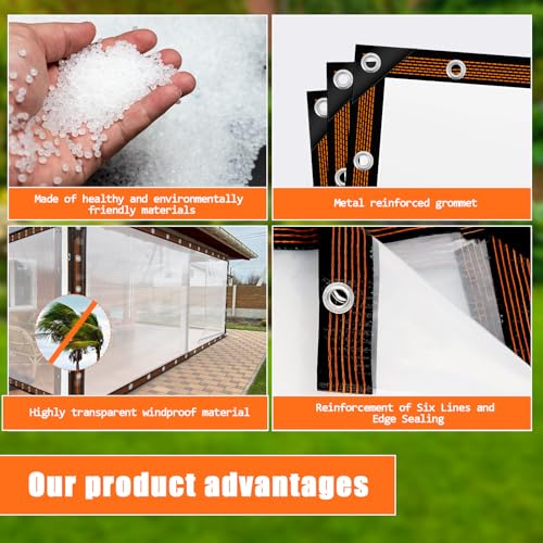 8x16-FT-Clear-Waterproof-Tarps-Heavy-Duty-Outdoor-Garden-Rainproof-CoveringClear-Vinyl-Tarp-with-GrommetsTransparent-Waterproof-Tarpaulin-for-Covering-Henhouse-Porch-Canopy-Plant-Camping