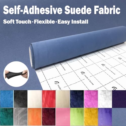 Image of Suede Fabric Wrap - Self Adhesive Film Sticker Silky Decal Sheet for Car Interior Furniture Upholstery DIY Elastic Stretch Peel and Stick (French Blue, 17.5 in x 70 inch)