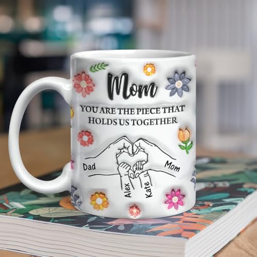 Taza de café personalizada para mamá diseño manos miniatura 7