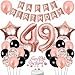 Conruich Geburtstagsdeko 49 Jahre Frauen, Luftballon 49. Geburtstag Deko Frau, Rosegold Tortendeko Geburtstag 49 Jahre Frau, Happy Birthday Banner für 49. Geburtstag Frauen Manner Party Dekoration