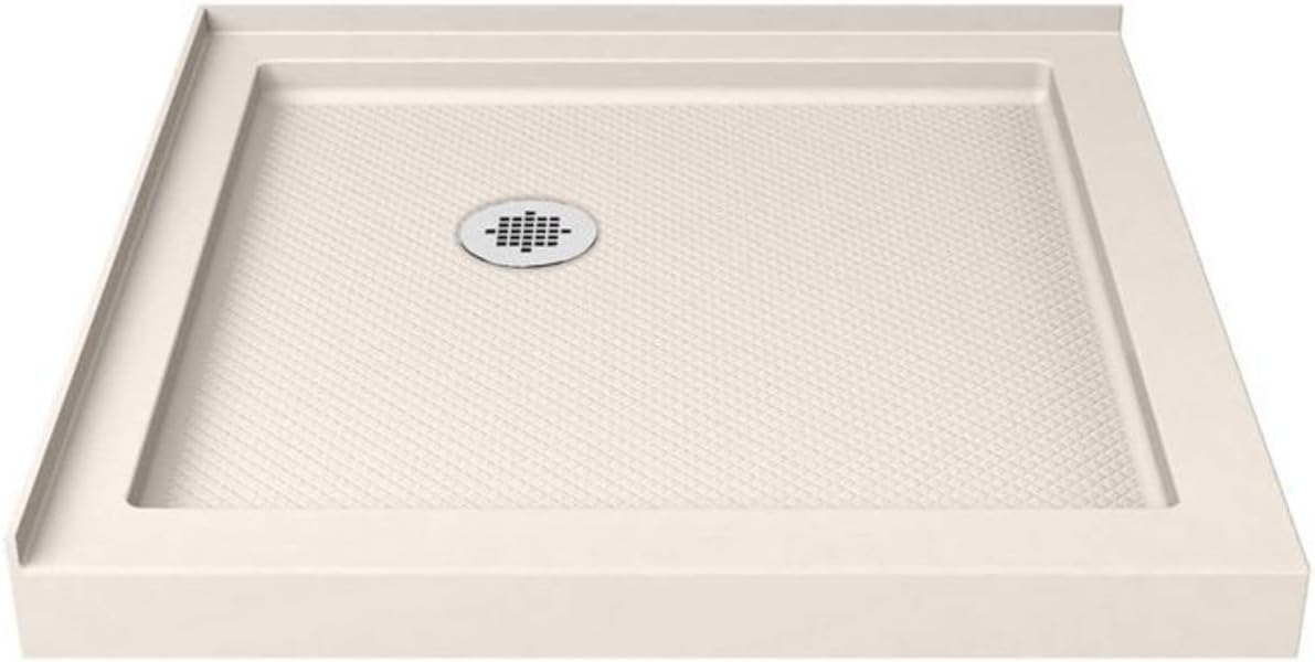 DreamLine SlimLine 36 in. D x 36 in. W x 2 3/4 in. H Corner Drain Double Threshold Shower Base in White, DLT-1036360