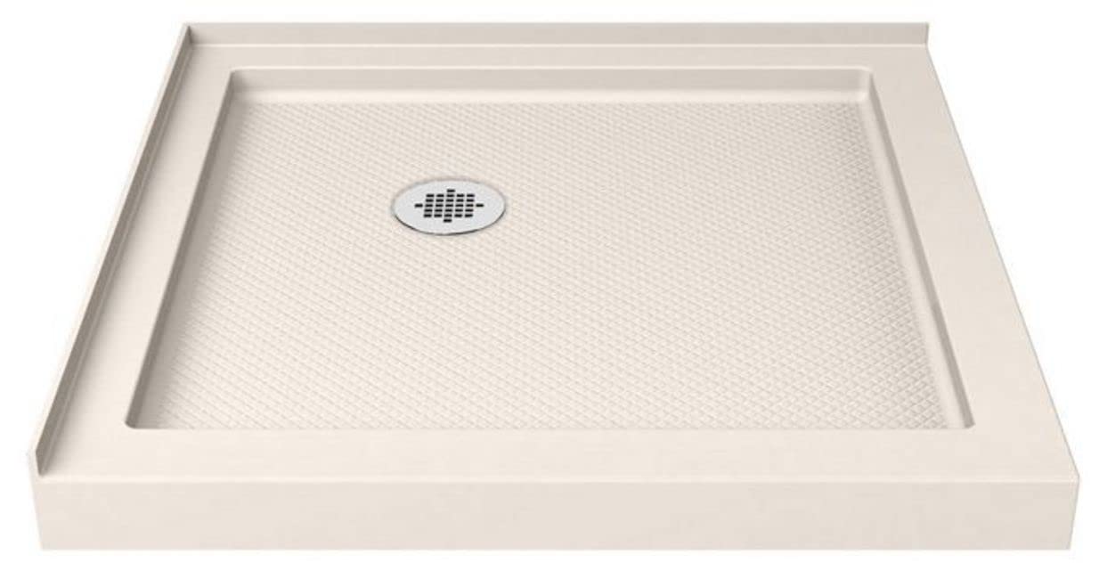 DreamLine SlimLine 42 in. D x 42 in. W x 2 3/4 in. H Double Threshold Shower Base in Biscuit, DLT-1042420-22