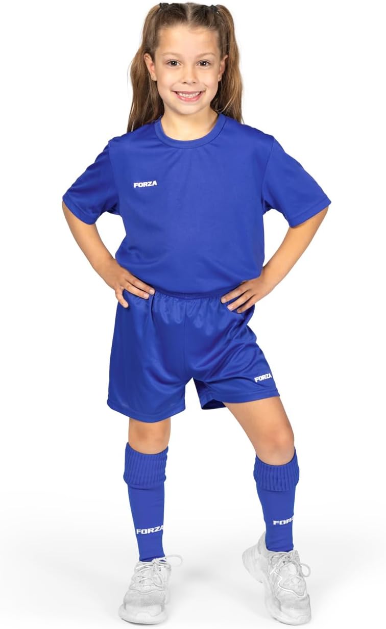 FORZA Kids' Classic Short Sleeve Soccer Uniform | Soccer Jersey, Shorts, and Socks Set - Multiple Colors and Sizes