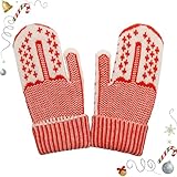 The Naughty List Moufles tricotées à la main avec une attitude cachée, gants d'hiver amusants tricotés à la main, cadeaux de Noël pour adultes, magenta, taille unique