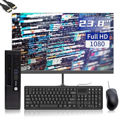 HP EliteDesk 800 G1 Ultra Small Desktop PC with New 23.8″ FHD Monitor, Intel Core i5-4570, 8GB DDR4, 256GB SSD, WiFi, BT, Keyboard & Mouse, Windows 10 Pro (Renewed)