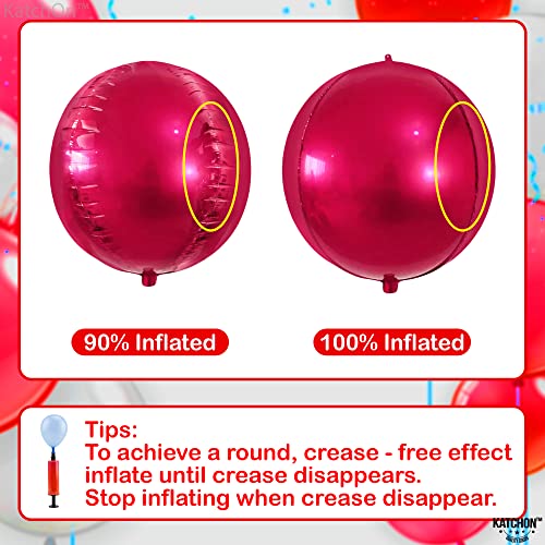 Image of KatchOn, Large Pink Round Foil Balloons Set - 22 Inch, Pack of 6 | Metallic Hot Pink Balloon for pink Theme Birthday Decorations | Metallic Balloons | Mylar Balloon for Wedding Decoration