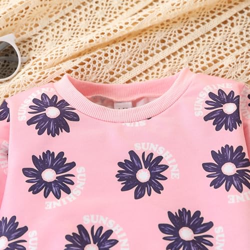 Image of Kids Toddler Girl Clothes Heart Letter Print Long-sleeved round collar top+Letter Print Pants Outfits Set