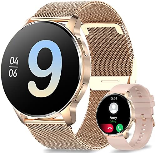 Smart Watches for Women,1.32" Fitness Watch,Call Dial,App Notifications,Health Monitoring BPM,Pedometer for iOS Android,44mm,Pink Gold