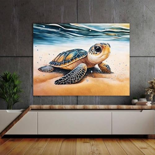 Toile bébé tortue de mer pour salle de bain zen et salon lumineux 60x80 - 2