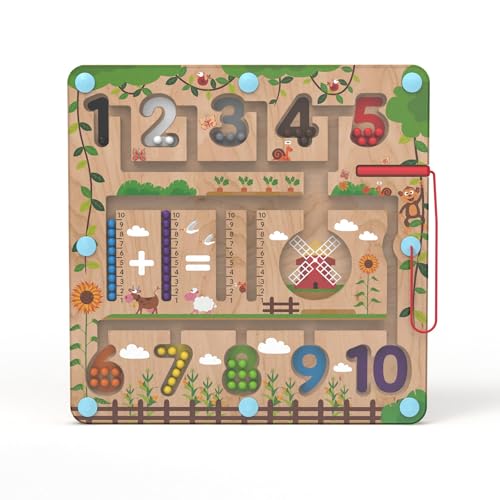 Letoiz Magnetic Color and Number Maze Board, Toddler Montessori Educational