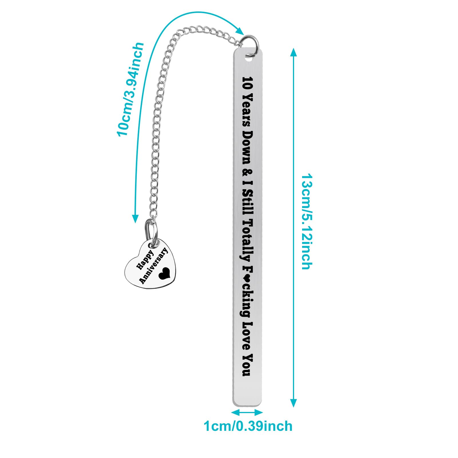 Funny 10 Years Anniversary Bookmark for Men Women 10th Wedding Anniversary for Husband Wife 10th Tin Gifts 10 Years of Marriage Gifts for Couple Boyfriend Girlfriend - Image 3