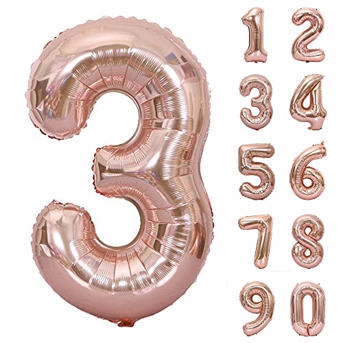 風船 ナンバー ローズゴールド バルーン アルミ 数字 40インチ 大きい 誕生日 ハッピーバースデー 飾り付け 記念日 パーティー 約90cm