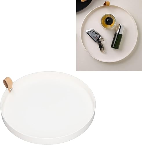 Miniatura 4 de Bandeja redonda blanca para servir, bandeja redonda de ABS para joyería, bandeja decorativa para toallas de baño, joyas, artículos de tocador,