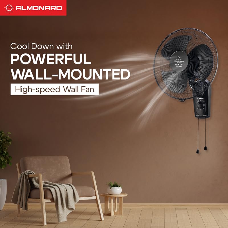 Image of Almonard | 16 inch (400mm) Supreme High Speed Wall fan Black