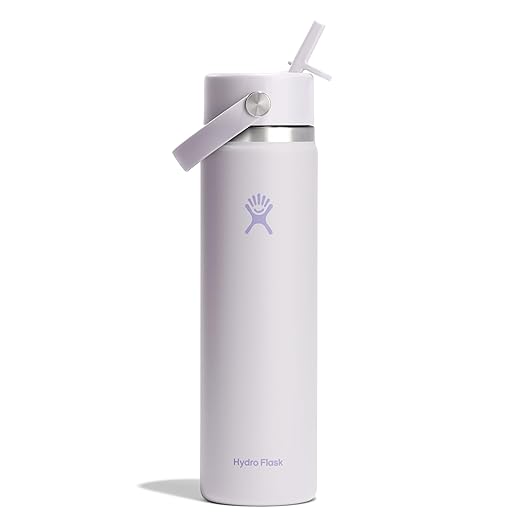 Hydro Flask Water Bottle - Insulated Stainless Steel - Wide Straw Lid, Non Spill, Leakproof in 24 Oz Cloud Pink