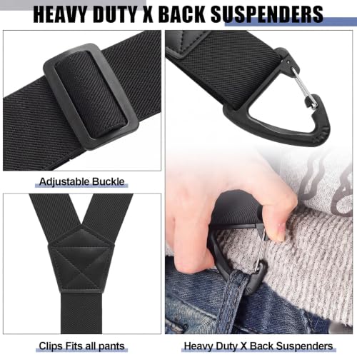 Image of Janmercy 2 Pcs Men's Hidden Suspenders Under Clothing | 1.5 inch X Back Heavy Duty Work for Shirt Jeans