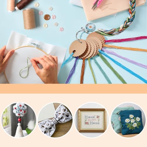 Image of BENECREAT Thread Keeps with Thread Drops, Simple Floss Drops with Daisy Floss Ring and 100pcs Thread Organization for Craft DIY Sewing Storage