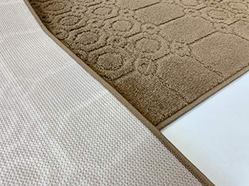 Extra Wide Width Indoor Floor Runner Rug Mat For Large Oversized Hallways Entryways Foyers Kitchens With Non Slip Skid Rubber Backing,Art Gold Tan,39 Inch X 8 Ft #TOP4