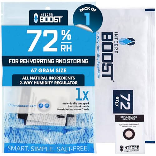 Image of Integra Boost 72% RH, 2 Way Humidity Control Packs - 67g Size for Storing 1 lb - Pack of 1 - Single Moisture Absorber for Small Jars & Containers - Humidifier Packs for Herbs, Spices & Food Storage