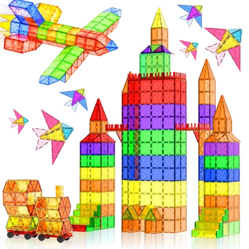 DMOIU 108PCS Magnetic Tiles,Magnetic Building Blocks for Kids Age 3 4 5 6 7 8,Toddler Montessori STEM Sensory Magnet Toys - Thumbnail 7