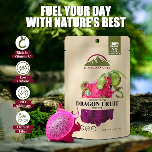 Himalayan Chef Freeze-Dried Dragon Fruit 15g | Organic Dried Fruits Snacks, Healthy Snack for Kids & Adults, Freeze-Drieds Fruit for On-the-Go - Thumbnail 3