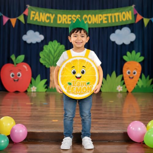 Image of Raj Costume Kids Fruit & Vegetable Fancy Dress Costume | Soft Felt Fruit and Vegetable Cutout Costume for Boys & Girls | School Annual Function