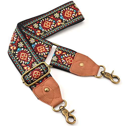 Image of Purse Strap Wide Shoulder Strap Replacement Crossbody Handbag Adjustable Embroidery Guitar Style Bag Strap
