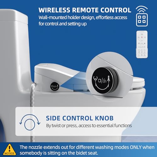 Image of Siemnr Smart Bidet Toilet Seat Elongated Cover Electric Slow Close Quiet Instant Warm Water Heated Self-Cleaning Nozzle Powerful Dryer Remote Anti-yellowing PP Materials
