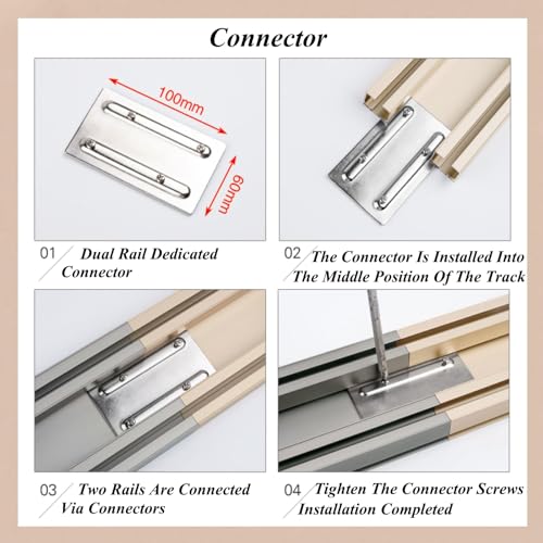 Kit de séparation de pièce rail de rideau double blanc robuste de 6m - 6