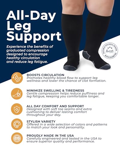 Image of Pembrook Plus Size Compression Socks for Women Wide Calf - 3 Pairs, 20-30mmHg Extra Wide Calf Compression Socks, Up to 4XL