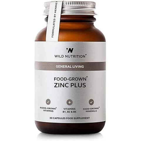 Wild Nutrition Food-Grown Zinc Plus, Zinc Supplements With Vitamin B6, Iron, Magnesium, Zinc Supplements, Designed To Support Optimal Health & Promote Happier, Healthier Brain - 30 Capsules Cover