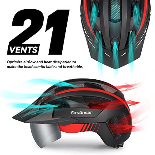 EASTINEAR Adults Bike Helmet with Magnetic Goggle Bicycle Helmet with USB Rechargeable LED Light for Men Women Cycling Helmet with Removable Sun Visor Adjustable Size - Image 7