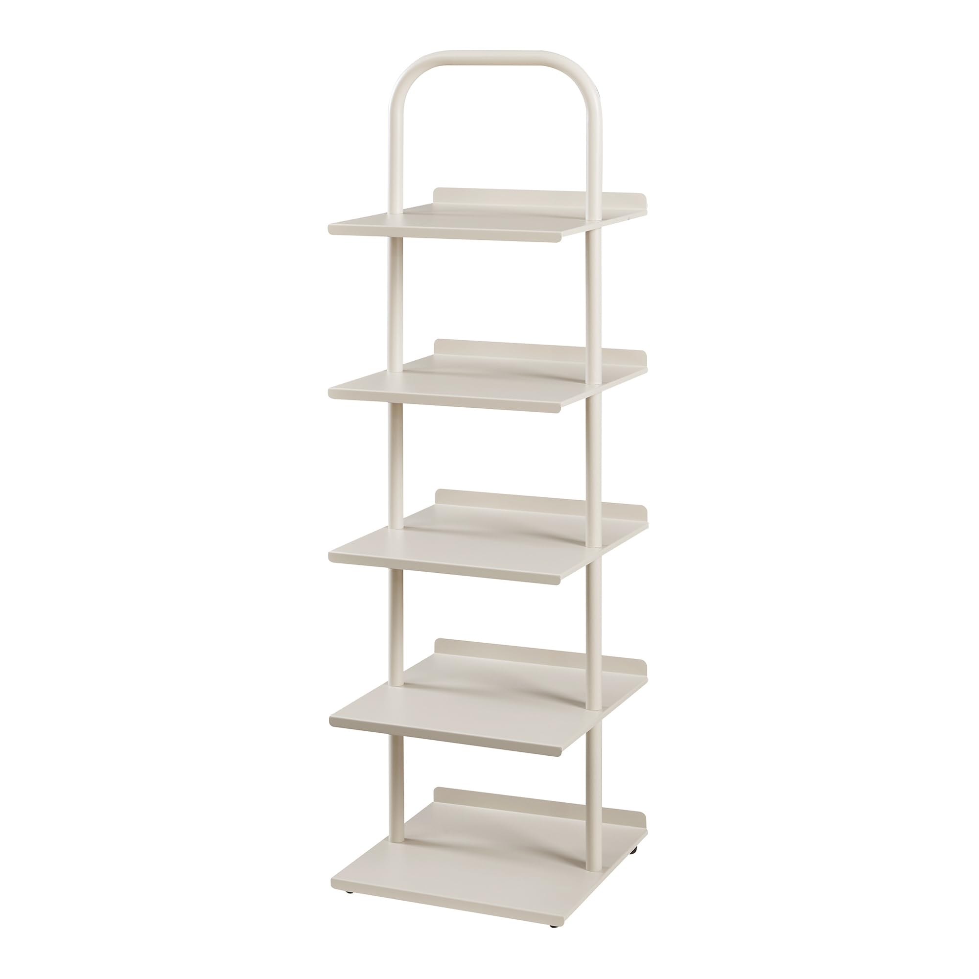 [en.casa] Schuhregal schmal Poytya mit 5 Ebenen Metall 119 x 34 x 32 cm Schuhständer für 5 Paare Schuhregal Standregal Flur Wohnzimmer Champagne