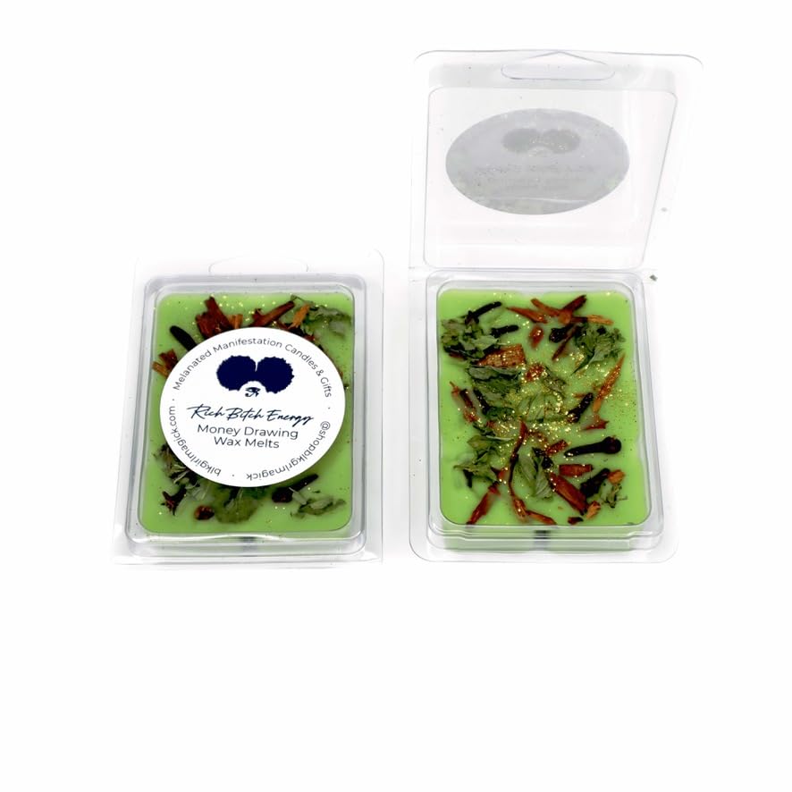 Miniatura 5 de Rich Bitch Energy Pyrite Crystal Candle for Money Manifestation, Creamy Coconut Sandalwood Scented, Mint, Cinnamon, and Clove for Prosperity