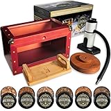 Old Fashioned Whiskey Smoker Box Kit with Dual View, Magnetic Clasp, Glass Smoker Top & Bamboo Tray for Bourbon Whiskey Cocktail Drinks & Smoke Infusion (Smoker Box, No Butane or Torch Incl.)