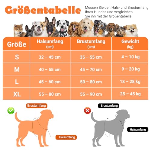 Funfox Hundegeschirr Mittelgroße Hunde [L] - Verstellbares Anti-Zug Brustgeschirr mit Griff & Reflektorstreifen, Atmungsaktives No Pull Hundegeschirr für Grosse/Kleine Hunde Outdoor Orange