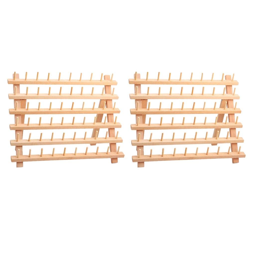 2X Wandmontierter Garnhalterständer Aus Holz, Ablageorganizer, Aufbewahrungshalter für Stickerei, Nähen, Quilten, Stricken, Haarflechtzubehör, Dekorat